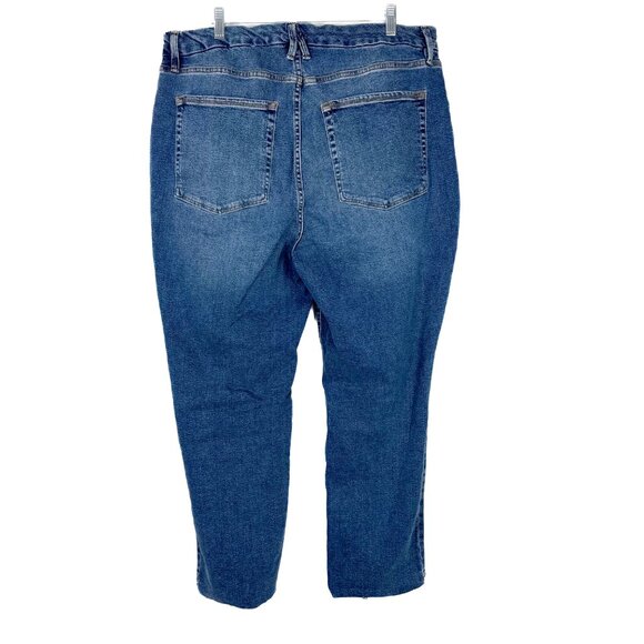 Good American Good Classic Raw Step Hem Straight Leg Jeans Indigo Plus Size 15 - Picture 8 of 11